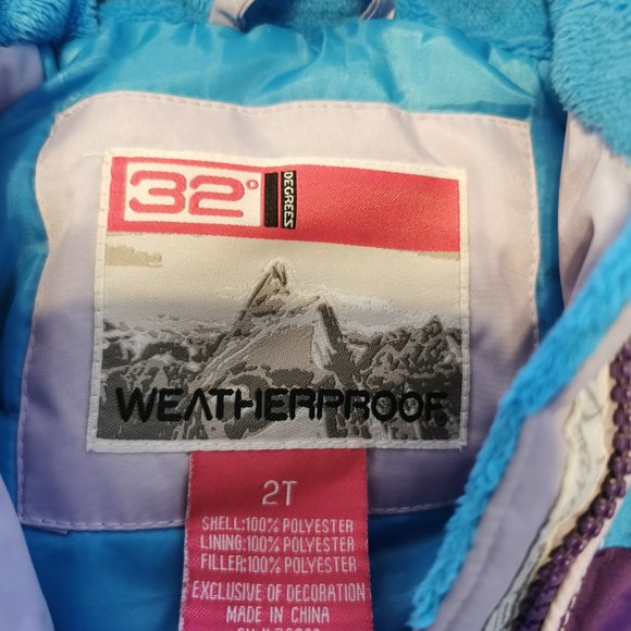 Weatherproof 32 Degrees Girl  Jacket  2T Purple used Weatherproof 32° Degrees Gi - Picture 2 of 4